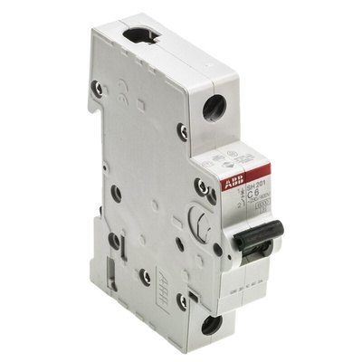 ABB Compact Home SH200 MCB, 1P, 6A Curve C, 440V AC, 6 kA Breaking Capacity