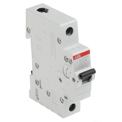 ABB Compact Home SH200 MCB, 1P, 10A Curve C, 440V AC, 60V DC, 6 kA Breaking Capacity