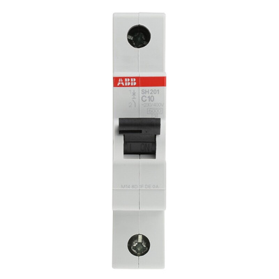 ABB Compact Home SH200 MCB, 1P, 10A Curve C, 440V AC, 60V DC, 6 kA Breaking Capacity