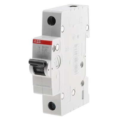 ABB Compact Home SH200 MCB, 1P, 20A Curve C, 440V AC, 60V DC, 6 kA Breaking Capacity