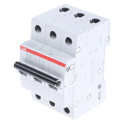 ABB Compact Home SH200 MCB, 3P, 20A Curve C, 440V AC, 6 kA Breaking Capacity