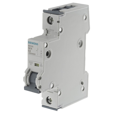 Siemens Sentron 5SY4 MCB, 1P, 3A Curve C, 230V AC, 10 kA Breaking Capacity
