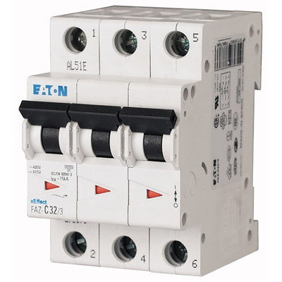 Eaton xEffect MCB, 3P, 32A Curve C, 400V AC, 10 kA Breaking Capacity