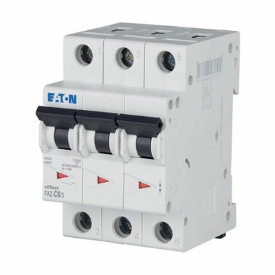 Eaton xEffect MCB, 3P, 6A Curve C, 400V AC, 10 kA Breaking Capacity