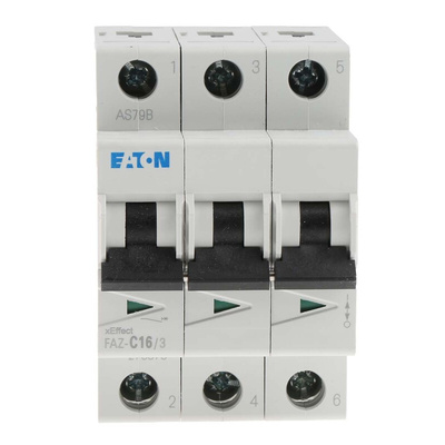 Eaton xEffect MCB, 3P, 16A Curve C, 400V AC, 10 kA Breaking Capacity
