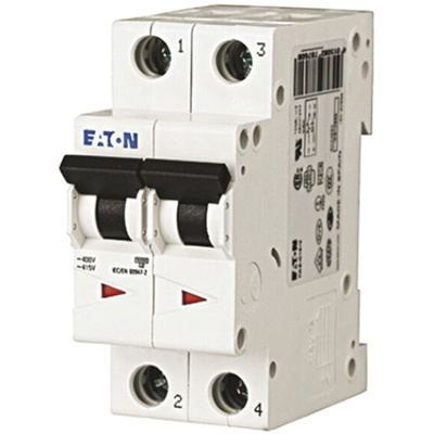 Eaton xEffect MCB, 2P, 2A Curve C, 230 → 400V AC, 6 kA Breaking Capacity