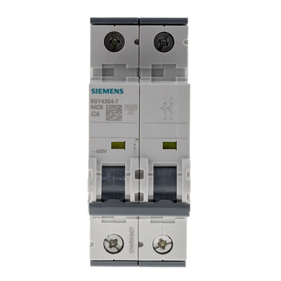 Siemens Sentron 5SY4 MCB, 2P, 4A, 60V DC