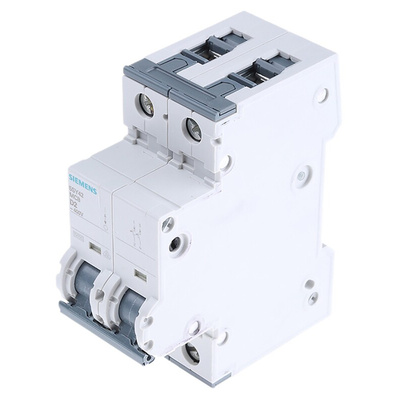 Siemens Sentron 5SY4 MCB, 2P, 2A Curve D, 400V AC, 10 kA Breaking Capacity