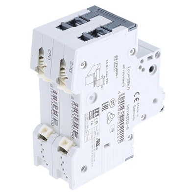 Siemens Sentron 5SY4 MCB, 2P, 2A Curve D, 400V AC, 10 kA Breaking Capacity