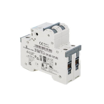 Siemens Sentron 5SY4 MCB, 2P, 6A Curve C, 400V AC, 10 kA Breaking Capacity