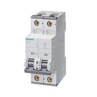 Siemens Sentron 5SY4 MCB, 2P, 16A Curve C, 400V AC, 72V DC, 10 kA Breaking Capacity