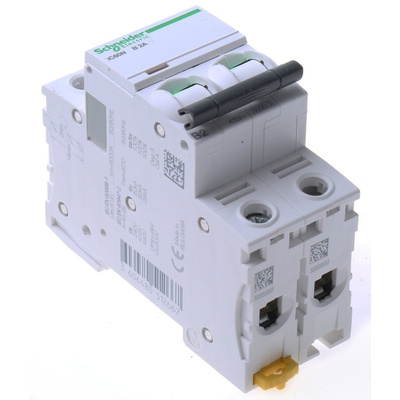 Schneider Electric Acti 9 iC60N MCB, 2P, 2A Curve B, 12 → 133V AC, 100 → 133V DC, 6 kA Breaking Capacity