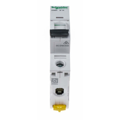 Schneider Electric Acti 9 iC60H MCB, 1P, 1A Curve B, 100 → 133V AC, 72V DC, 10 kA Breaking Capacity