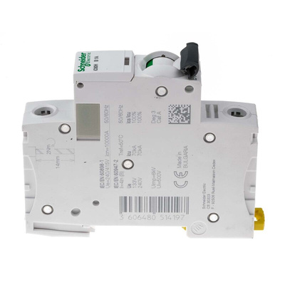 Schneider Electric Acti 9 iC60H MCB, 1P, 1A Curve B, 100 → 133V AC, 72V DC, 10 kA Breaking Capacity