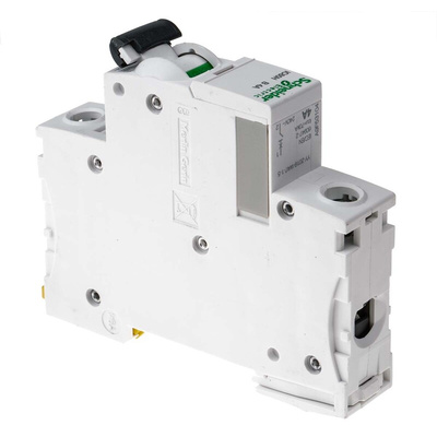 Schneider Electric Acti 9 iC60H MCB, 1P, 4A Curve B, 100 → 133V AC, 72V DC, 10 kA Breaking Capacity