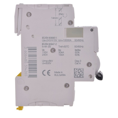 Schneider Electric Acti 9 iC60H MCB, 1P, 20A Curve B, 100 → 133V AC, 72V DC, 10 kA Breaking Capacity