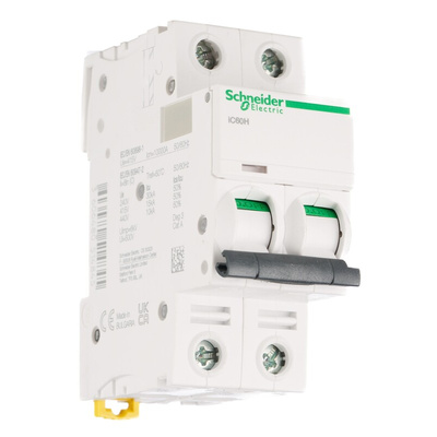 Schneider Electric Acti 9 iC60H MCB, 2P, 16A Curve B, 440V AC, 100 → 133V DC, 10 kA Breaking Capacity