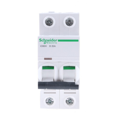 Schneider Electric Acti 9 iC60H MCB, 2P, 20A Curve B, 440V AC, 100 → 133V DC, 10 kA Breaking Capacity
