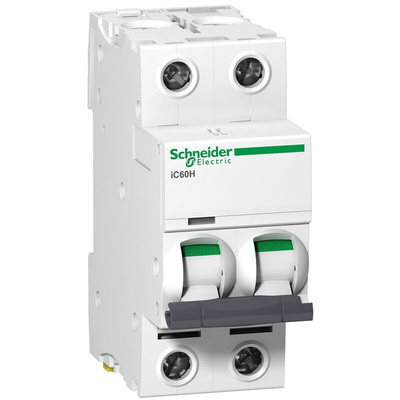 Schneider Electric Acti 9 iC60H MCB, 2P, 10A Curve C, 440V AC, 100 → 133V DC, 10 kA Breaking Capacity