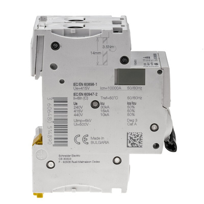 Schneider Electric Acti 9 iC60H MCB, 2P, 40A Curve C, 440V AC, 100 → 133V DC, 10 kA Breaking Capacity