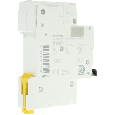 Schneider Electric Acti 9 iC60H MCB, 1P, 4A Curve D, 100 → 133V AC, 72V DC, 10 kA Breaking Capacity