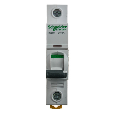 Schneider Electric Acti 9 iC60H MCB, 1P, 16A Curve D, 100 → 133V AC, 72V DC, 10 kA Breaking Capacity