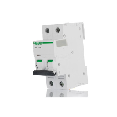 Schneider Electric Acti 9 iC60H MCB, 2P, 25A Curve D, 440V AC, 100 → 133V DC, 10 kA Breaking Capacity