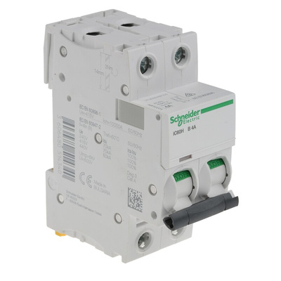 Schneider Electric Acti 9 C60HB MCB, 2P, 4A Curve B, 12 → 440V AC, 100 → 133V DC, 10 kA Breaking Capacity