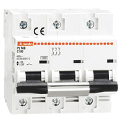 Lovato ModuLo P2MB MCB, 3P, 100A Curve C, 230V AC, 60V DC, 10 kA Breaking Capacity