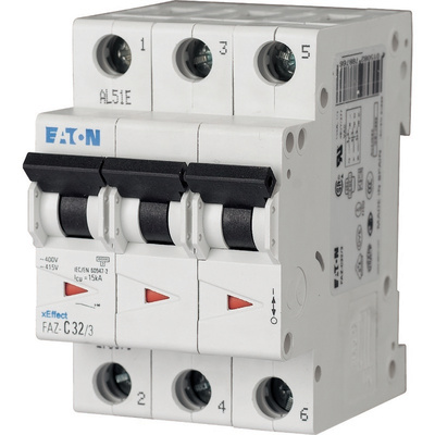 Eaton xEffect MCB, 3P, 63A Curve C, 240 → 415V AC, 10 kA Breaking Capacity