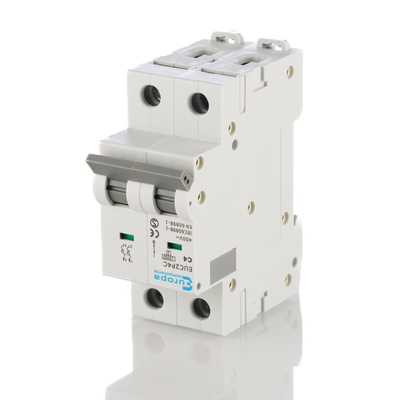 Europa EUC2P EUC MCB, 2P, 4A Curve C, 230V AC, 10 kA Breaking Capacity