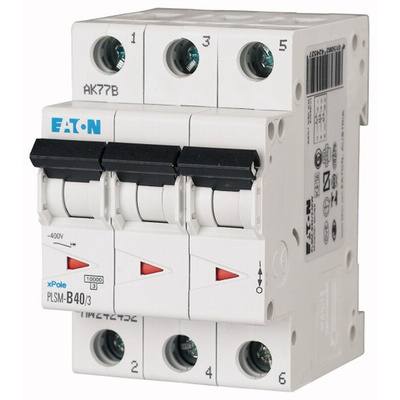 Eaton xPole MCB, 3P, 40A Curve C, 48V DC, 10 kA Breaking Capacity