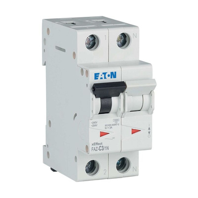 Eaton xEffect MCB, 1P+N, 3A Curve C, 240V AC, 48V DC, 10 kA Breaking Capacity
