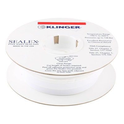Klinger White PTFE Tape, 5m x 14mm x 5mm