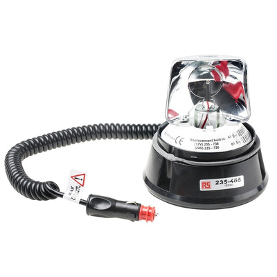RS PRO Rotating Beacon, 12 V dc, 24 V dc, Surface Mount, Incandescent Bulb, IP56
