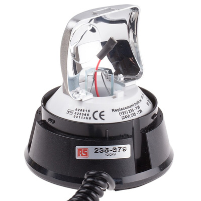 RS PRO Rotating Beacon, 12 V dc, 24 V dc, Surface Mount, Incandescent Bulb, IP56