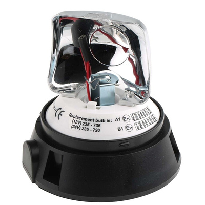 RS PRO Rotating Beacon, 12 V dc, 24 V dc, Surface Mount, Incandescent Bulb, IP56