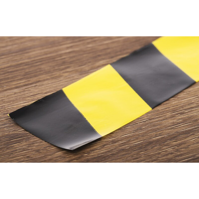 RS PRO Black/Yellow High-Density Polyethylene 100m Barrier Tape, 0.02mm Thickness