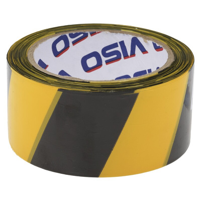 RS PRO Black/Yellow High-Density Polyethylene 100m Barrier Tape, 0.02mm Thickness