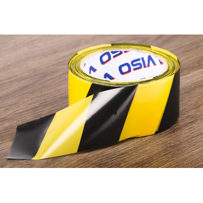 RS PRO Black/Yellow High-Density Polyethylene 100m Barrier Tape, 0.02mm Thickness