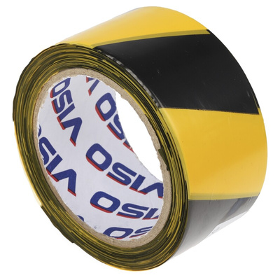 RS PRO Black/Yellow High-Density Polyethylene 100m Barrier Tape, 0.02mm Thickness