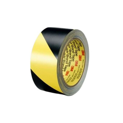 3M Black, Yellow Vinyl 33m Hazard Tape, 0.14mm Thickness