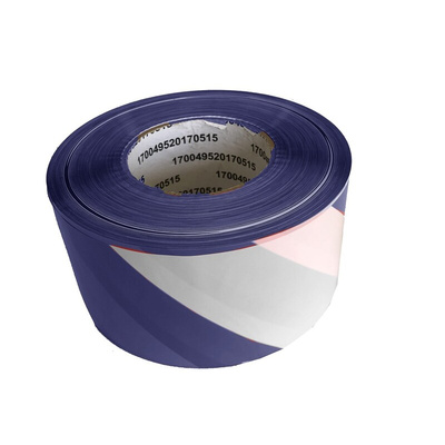 RS PRO Blue, White High-Density Polyethylene 500m Barrier Tape, 0.025mm Thickness