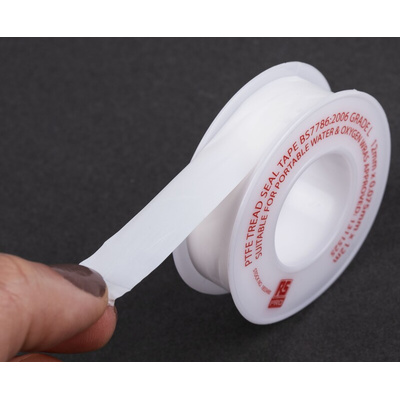 RS PRO White PTFE Tape, 12m x 12mm x 0.075mm