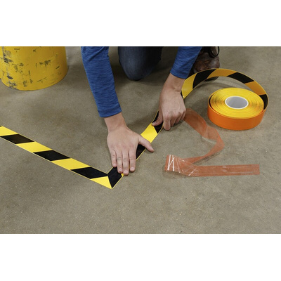 Brady Black/Yellow Vinyl 30.48m Lane Marking Tape, 1.27mm Thickness