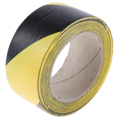 RS PRO Black/Yellow PVC 33m Lane Marking Tape, 0.14mm Thickness