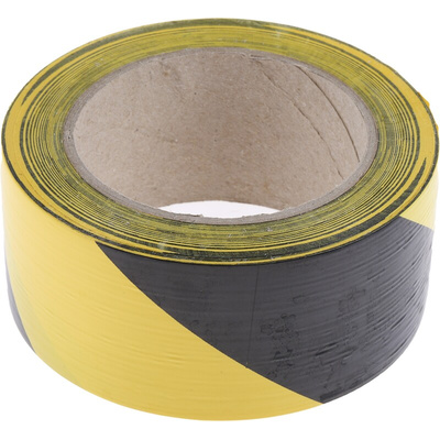 RS PRO Black/Yellow PVC 33m Lane Marking Tape, 0.14mm Thickness