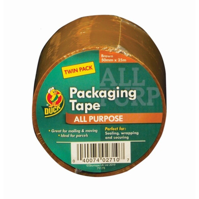 DUCK TAPE 224530 Brown Packing Tape, 25m x 50mm