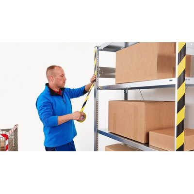 Tesa Black, Yellow PVC 33m Hazard Tape, 0.15mm Thickness