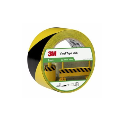 3M Scotch 766 Black, Yellow Vinyl 33m Lane Marking Tape, 0.13mm Thickness